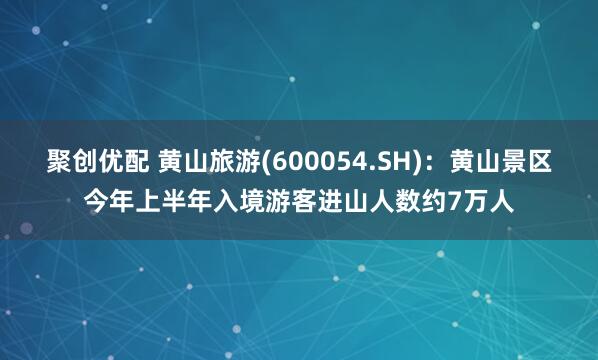 聚创优配 黄山旅游(600054.SH)：黄山景区今年上半年入境游客进山人数约7万人