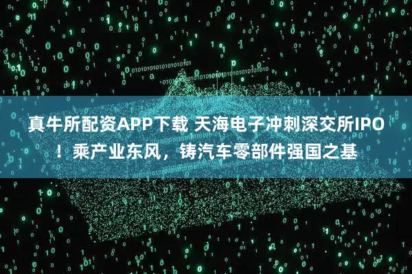 真牛所配资APP下载 天海电子冲刺深交所IPO！乘产业东风，铸汽车零部件强国之基