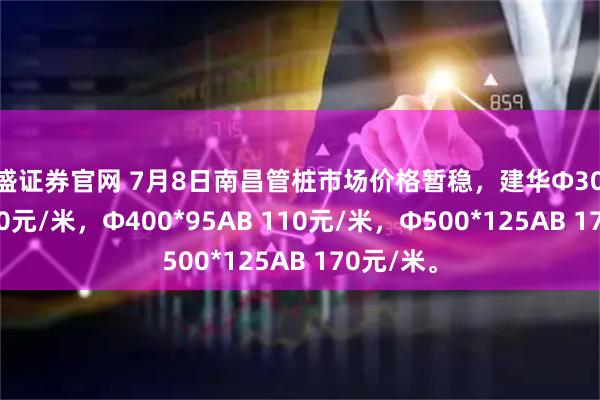 鼎盛证券官网 7月8日南昌管桩市场价格暂稳，建华Φ300*70AB 80元/米，Φ400*95AB 110元/米，Φ500*125AB 170元/米。