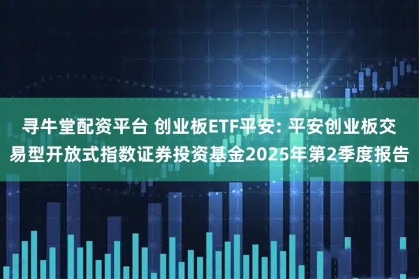 寻牛堂配资平台 创业板ETF平安: 平安创业板交易型开放式指数证券投资基金2025年第2季度报告